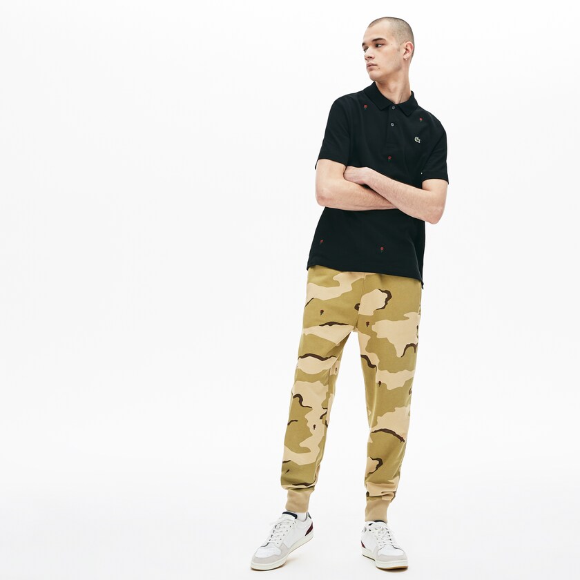 Men's Lacoste Beige / White Sweatpants Live Rose Embroidered Camo Sweatpant YJ8-12251N7