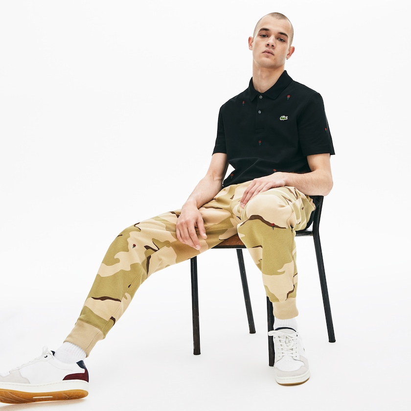 Men's Lacoste Beige / White Sweatpants Live Rose Embroidered Camo Sweatpant YJ8-12251N7