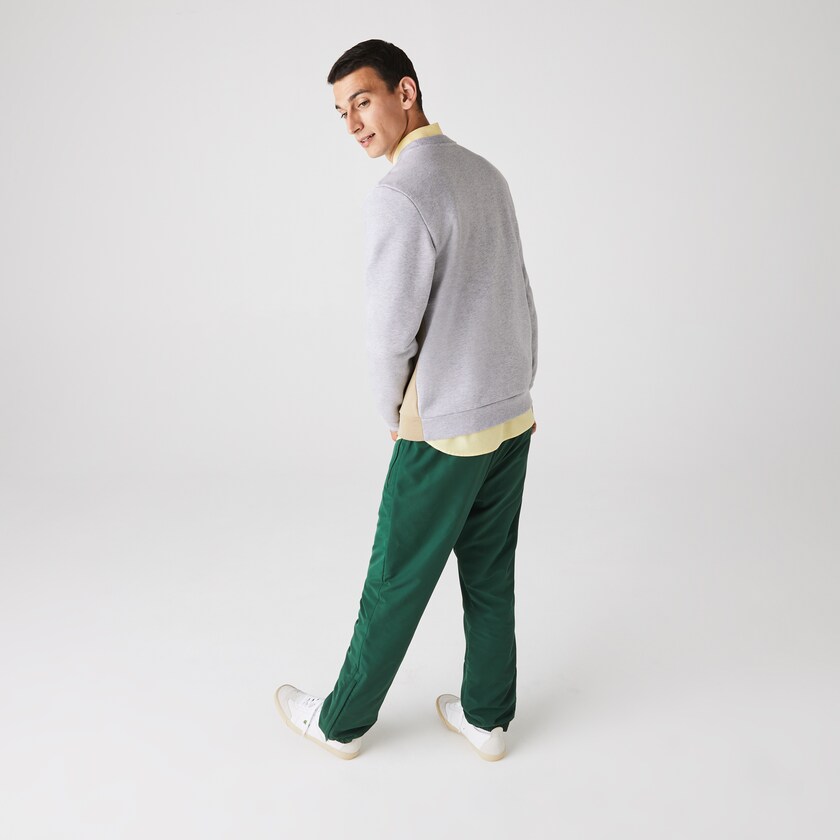 Men's Lacoste Beige / White / Green / Grey Sweatshirts Colorblock Fleece Crew Neck MG9-57795C9