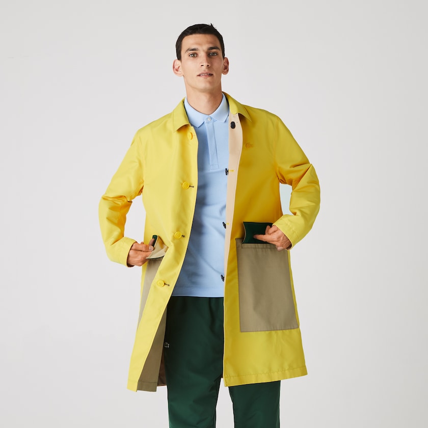 Men's Lacoste Beige / Yellow Coats Lightweight Water-Resistant Reversible Twill VL8-76667X2