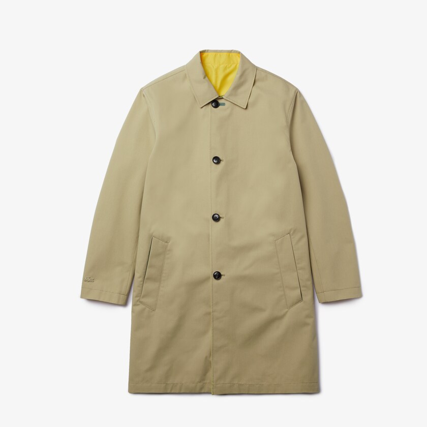 Men's Lacoste Beige / Yellow Coats Lightweight Water-Resistant Reversible Twill VL8-76667X2