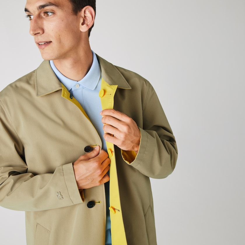 Men's Lacoste Beige / Yellow Coats Lightweight Water-Resistant Reversible Twill VL8-76667X2