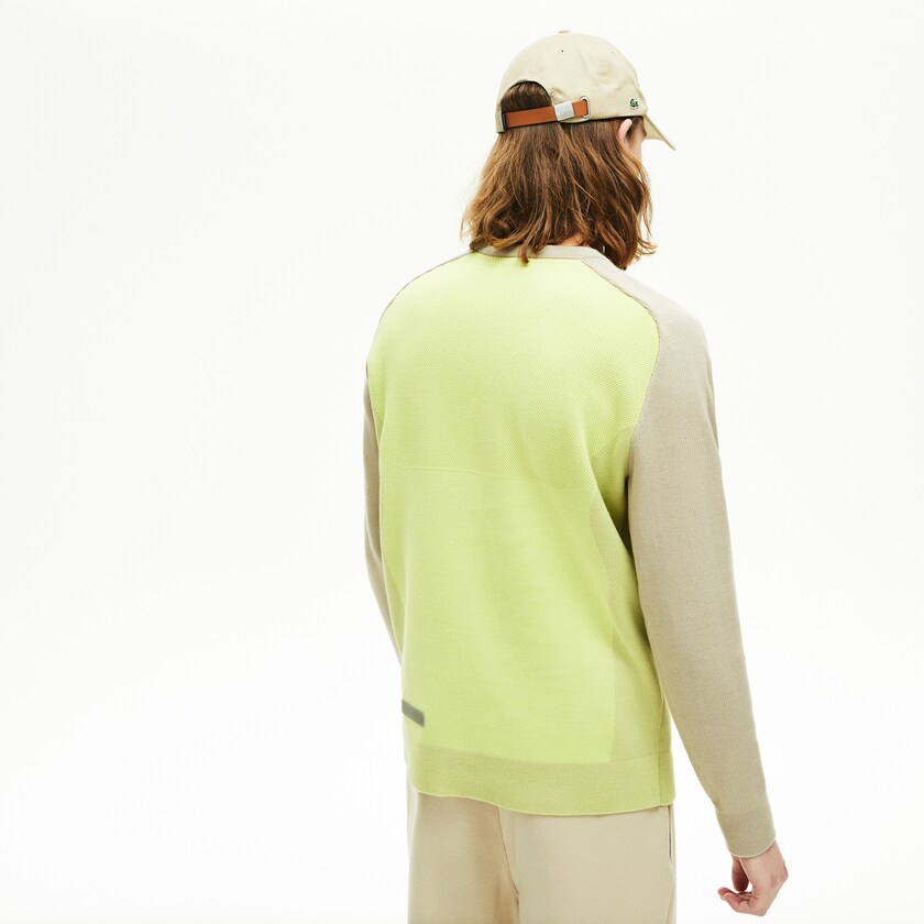 Men's Lacoste Beige / Yellow Sweaters Motion Breathable Color-Block JZ8-06560S0