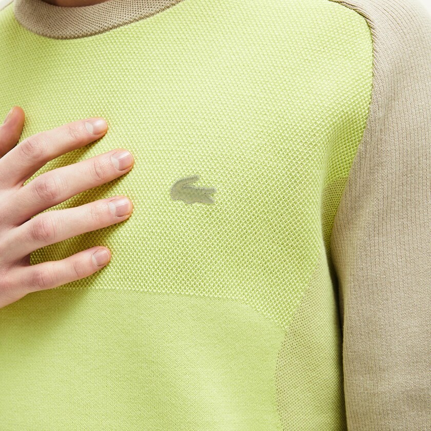 Men's Lacoste Beige / Yellow Sweaters Motion Breathable Color-Block JZ8-06560S0