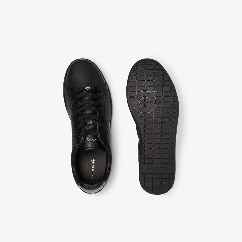 Men's Lacoste Black Sneakers Carnaby Evo Leather Platinum Detailing KH4-07950Z3