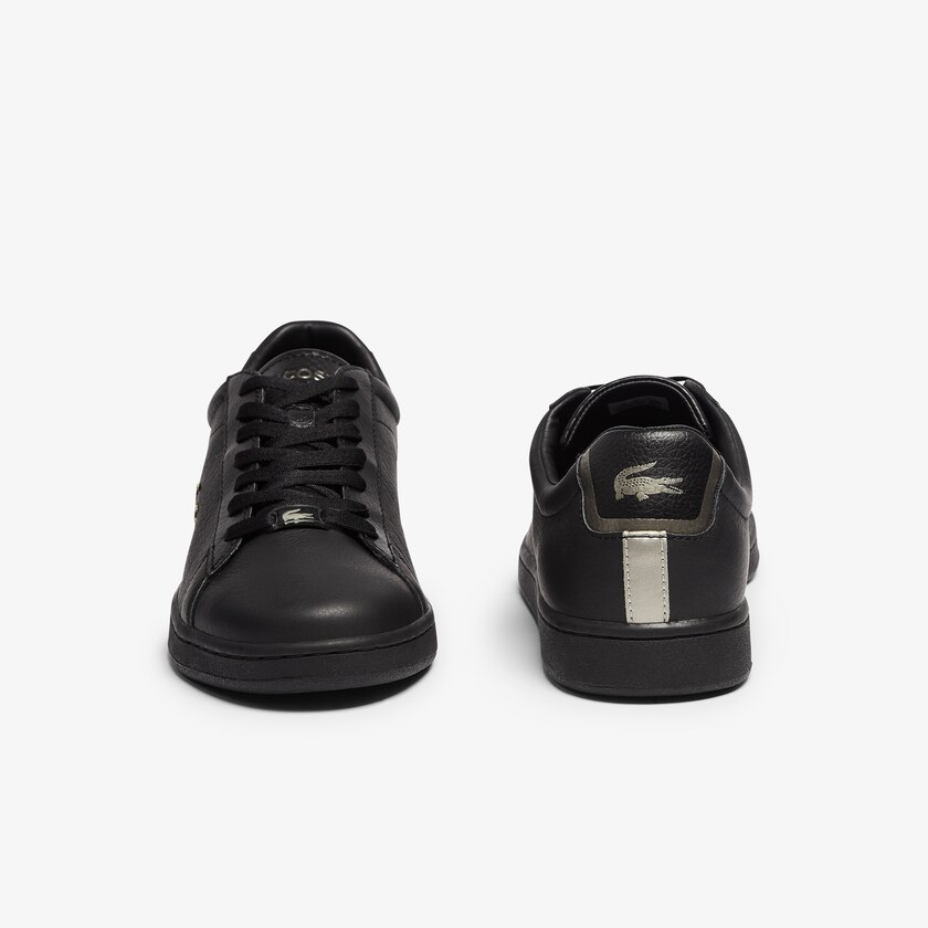 Men's Lacoste Black Sneakers Carnaby Evo Leather Platinum Detailing KH4-07950Z3
