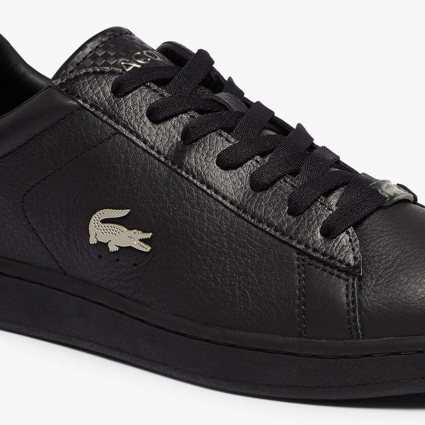 Men's Lacoste Black Sneakers Carnaby Evo Leather Platinum Detailing KH4-07950Z3
