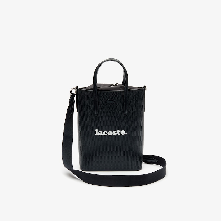 Women's Lacoste Black Tote Bags Chantaco Branded Leather Vertical VZ6-48304Y9