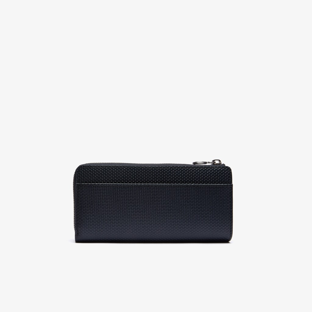 Women's Lacoste Black Wallets Chantaco Branded Piqué Leather Zip BS3-60296M6