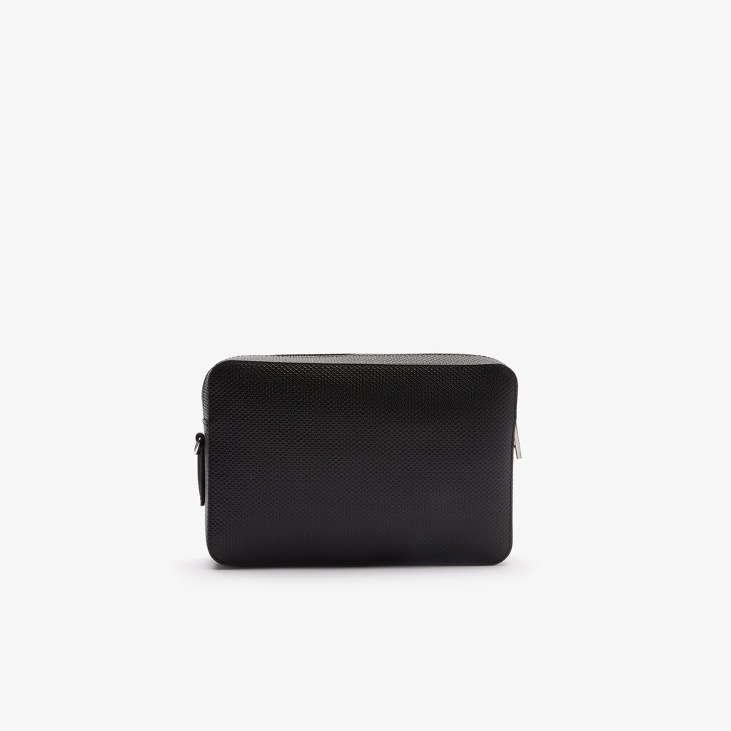 Women's Lacoste Black Bags Chantaco Detachable-Strap Premium Piqué Leather Bag UM4-69246G1