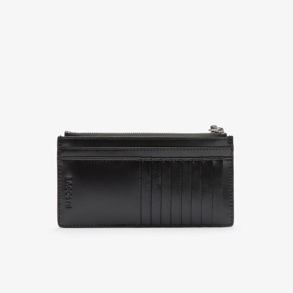 Women's Lacoste Black Bags Chantaco Large Piqué Leather Zip Cardholder QJ9-01170N0