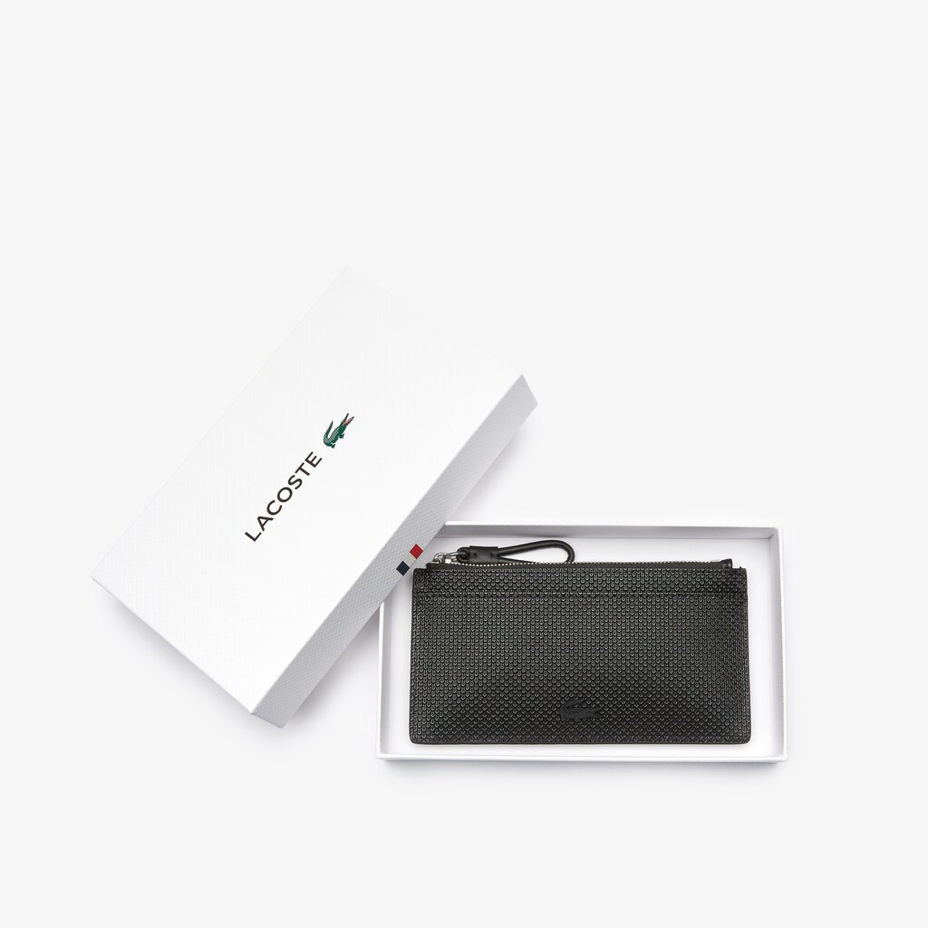 Women's Lacoste Black Bags Chantaco Large Piqué Leather Zip Cardholder QJ9-01170N0