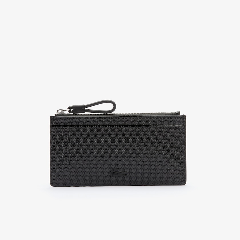 Women's Lacoste Black Bags Chantaco Large Piqué Leather Zip Cardholder QJ9-01170N0