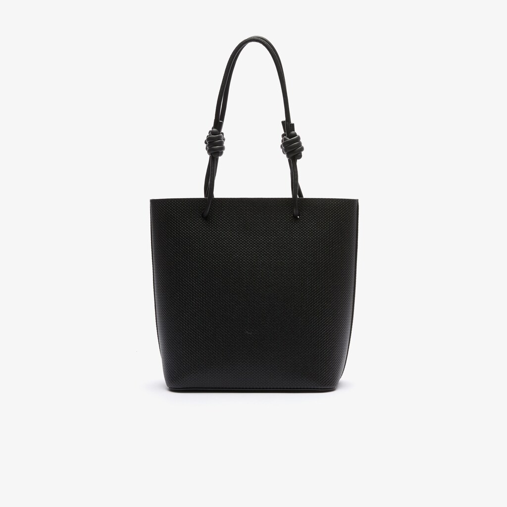 Women's Lacoste Black Tote Bags Chantaco Matte Piqué Leather Vertical WD9-92069V4