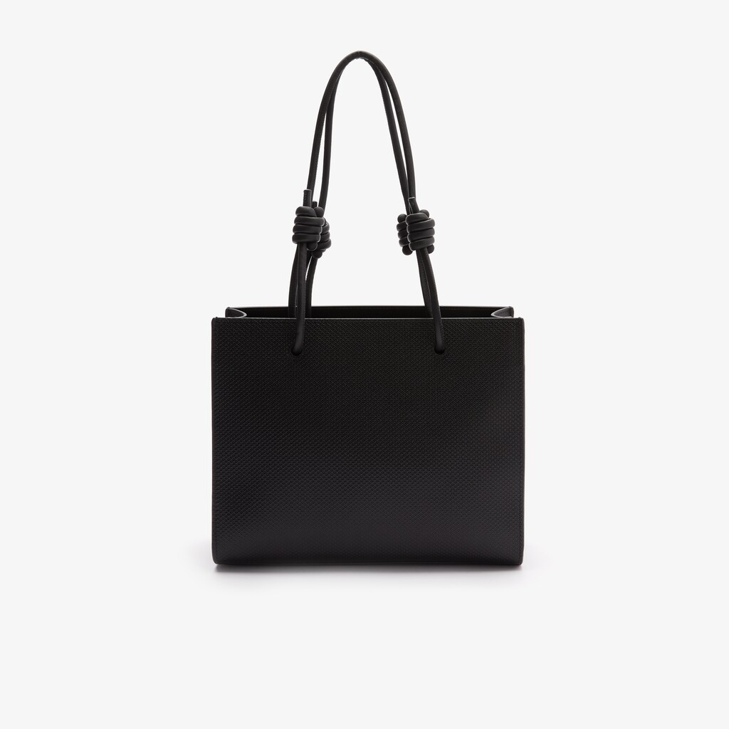 Women's Lacoste Black Shoulder Bag Chantaco Matte Piqué Leather Slung UM9-03540V6