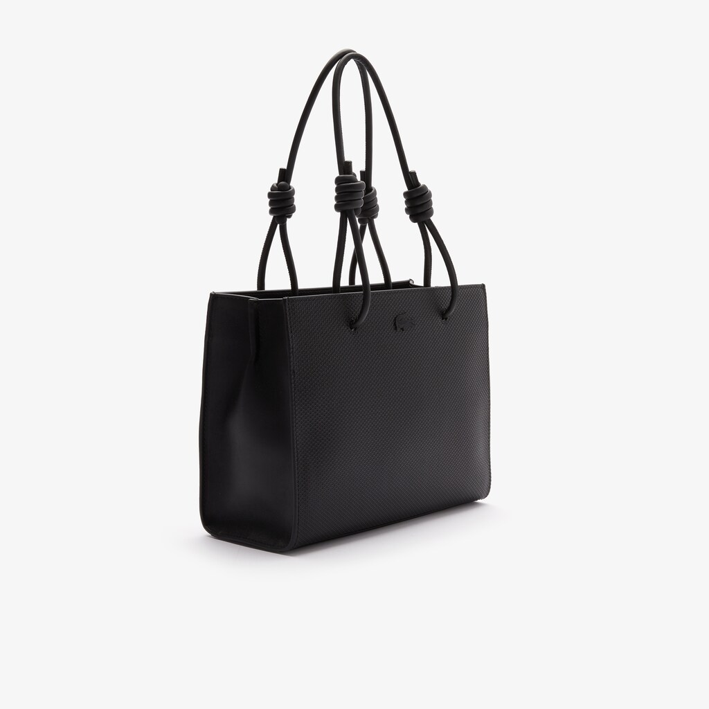 Women's Lacoste Black Shoulder Bag Chantaco Matte Piqué Leather Slung UM9-03540V6