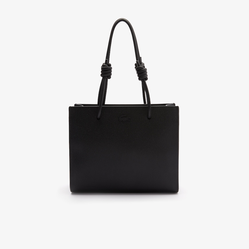 Women's Lacoste Black Shoulder Bag Chantaco Matte Piqué Leather Slung UM9-03540V6