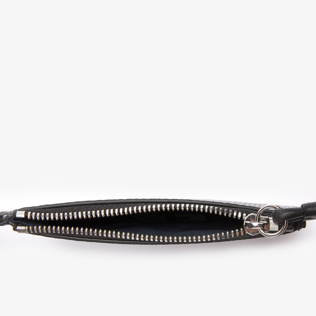 Women's Lacoste Black Accessories Chantaco Matte Piqué Leather Zip Badge Holder YC2-71087C1