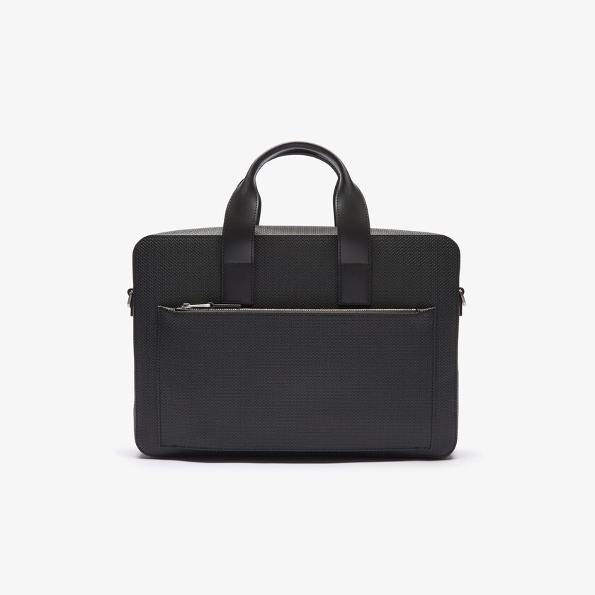 Men's Lacoste Black Bags Chantaco Matte Piqué Leather Computer Bag UF5-54515K7