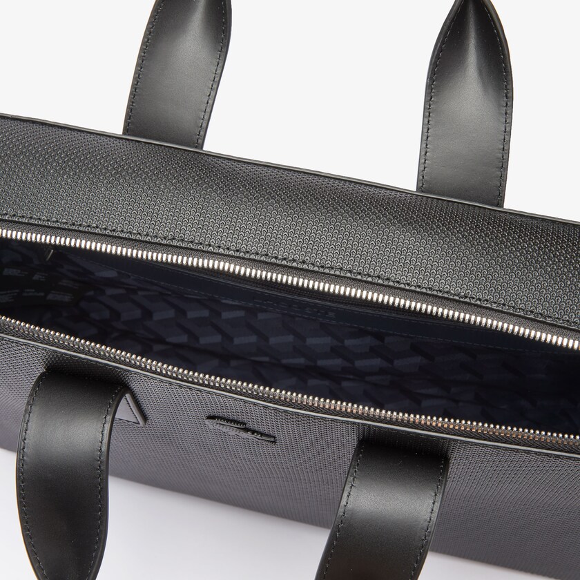 Men's Lacoste Black Bags Chantaco Matte Piqué Leather Computer Bag UF5-54515K7