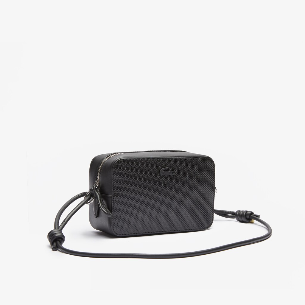 Men's Lacoste Black Shoulder Bag Chantaco Matte Piqué Leather JI7-12361F1