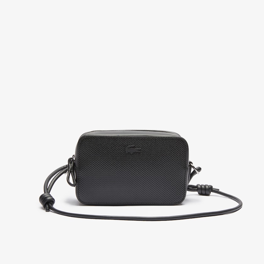 Men's Lacoste Black Shoulder Bag Chantaco Matte Piqué Leather JI7-12361F1