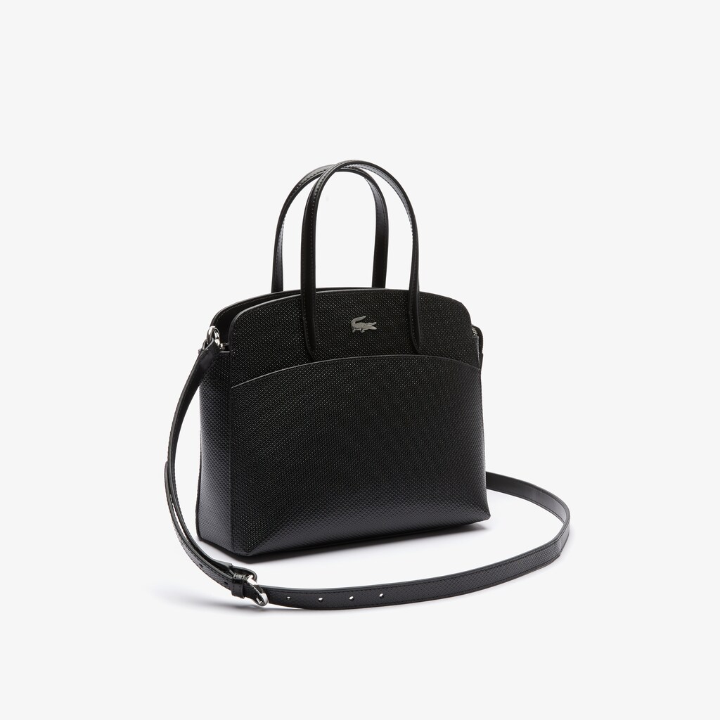 Women's Lacoste Black Handbag Chantaco Piqué Leather FR8-73347N5