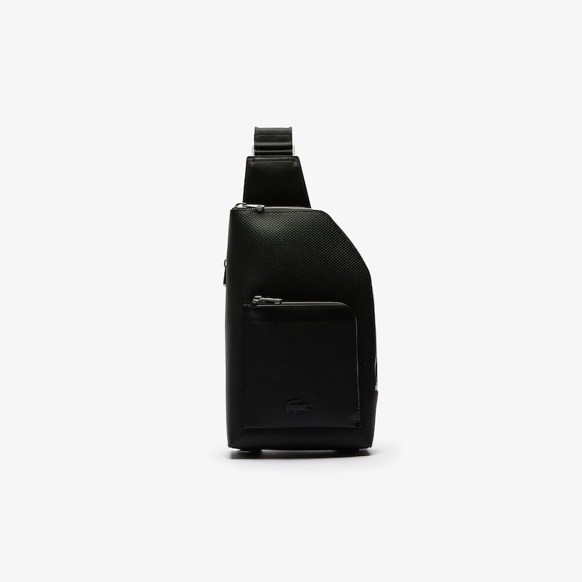 Men's Lacoste Black Bags Chantaco Piqué Leather Zip Crossbody Bag NI4-46524Q7
