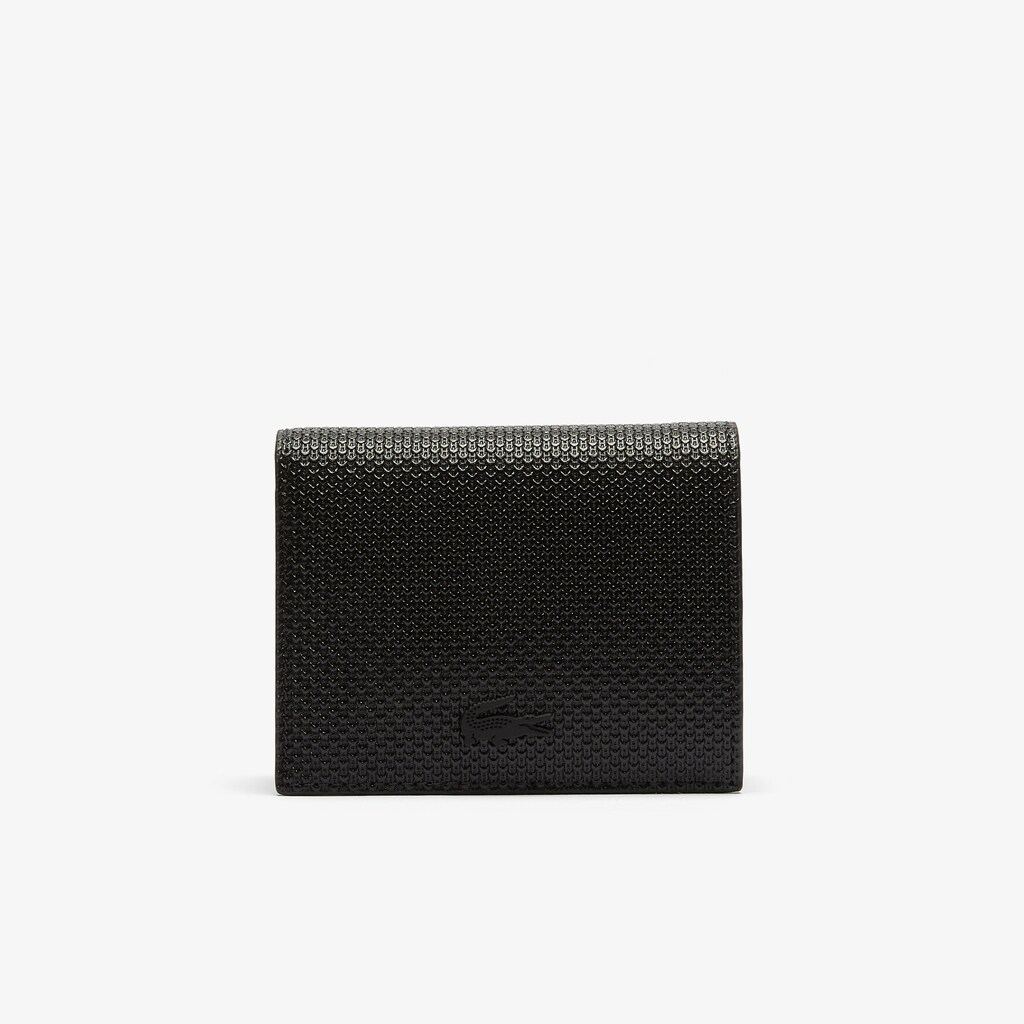 Women's Lacoste Black Wallets Chantaco Small Piqué Leather Snap LV3-56945K5