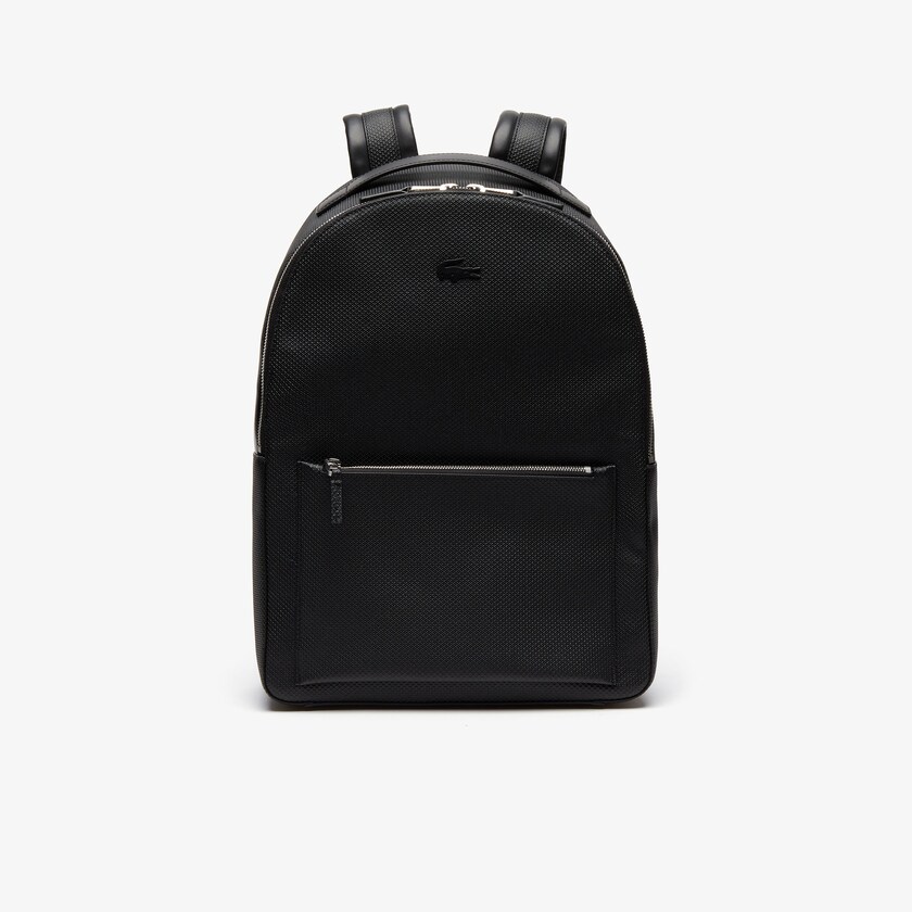 Men's Lacoste Black Backpacks Chantaco Soft Leather Zip OD2-28342Z8