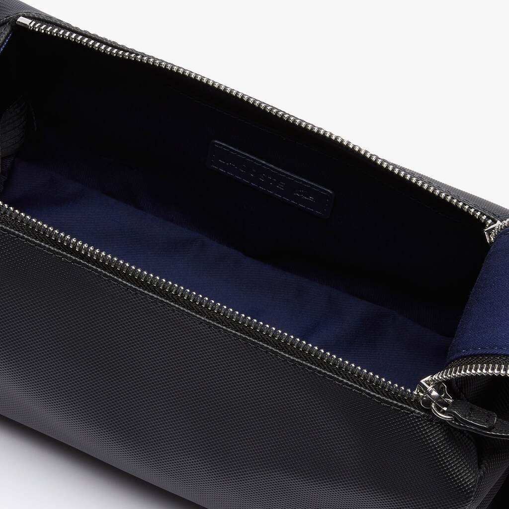 Men's Lacoste Black Bags Classic Double Zip Petit Piqué Toilet Kit HD0-31283X7