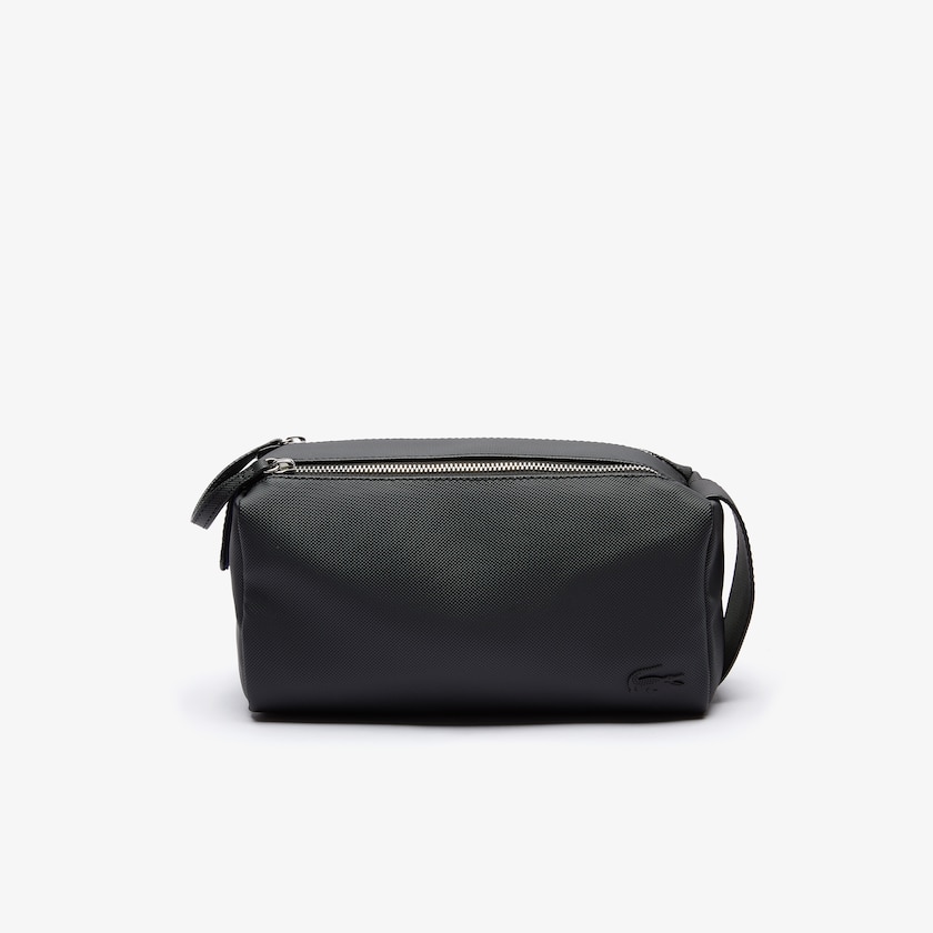 Men's Lacoste Black Bags Classic Double Zip Petit Piqué Toilet Kit HD0-31283X7