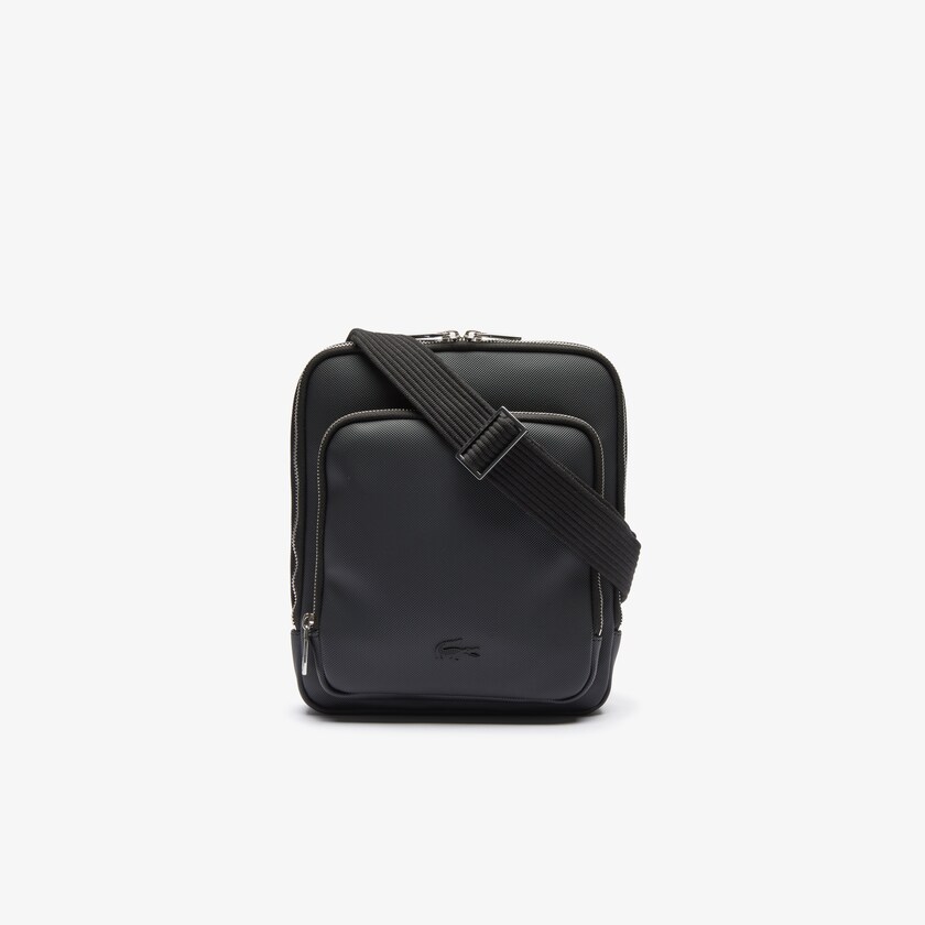 Men's Lacoste Black Bags Classic Zippered Pocket Rectangular Crossbody Bag HU1-61046X1