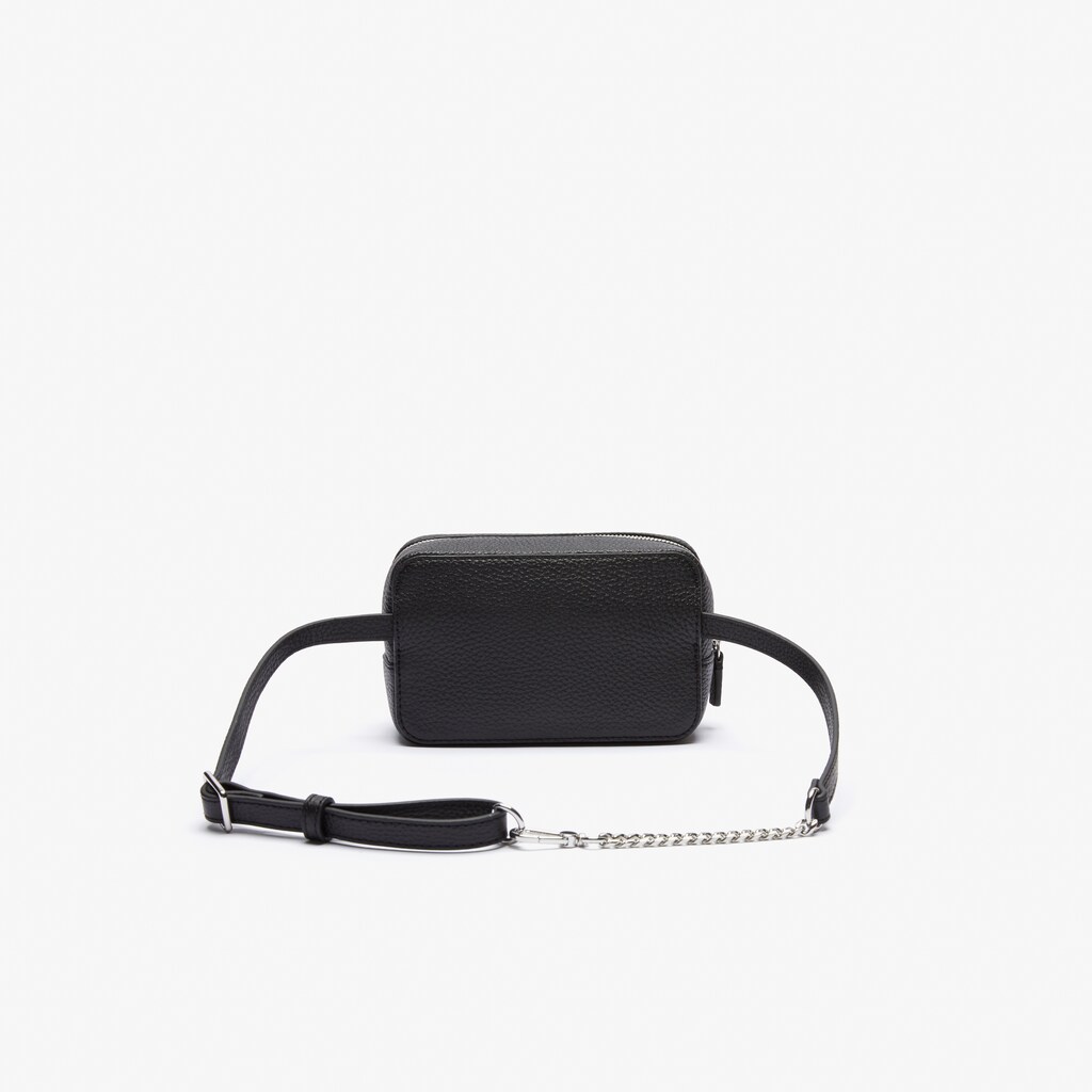 Women's Lacoste Black Bags Croco Crew Embossed Logo Grained Leather Belt Bag LL9-16751U9