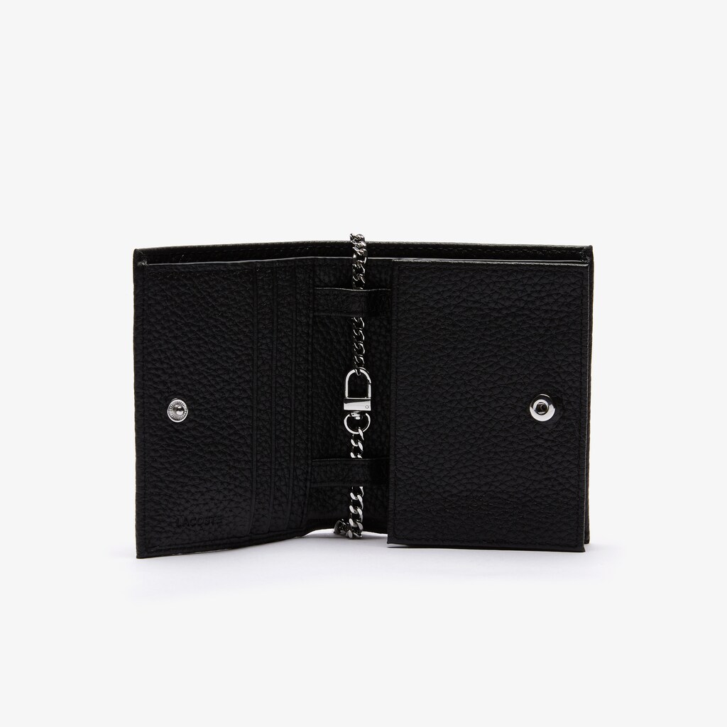 Women's Lacoste Black Wallets Croco Crew Grained Leather Phone LB0-40524T8