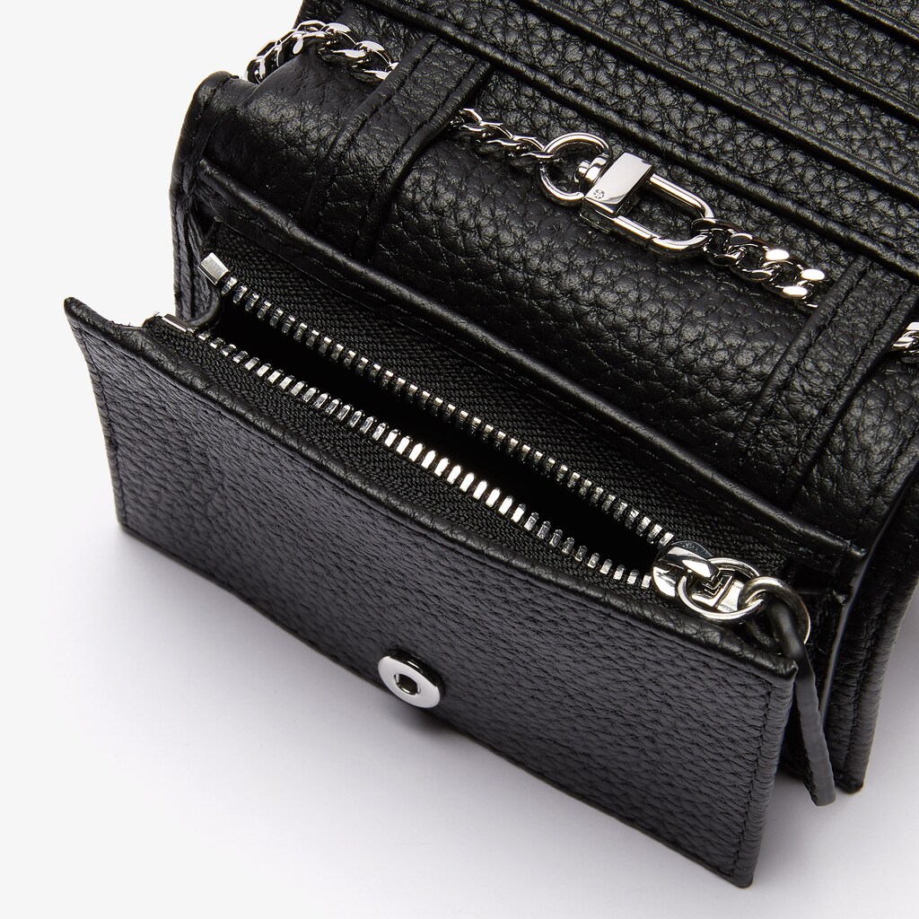 Women's Lacoste Black Wallets Croco Crew Grained Leather Phone LB0-40524T8
