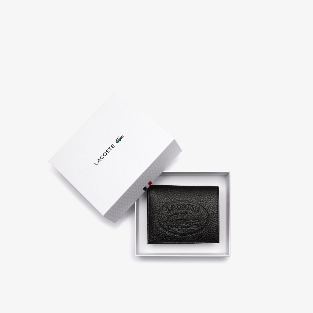 Women's Lacoste Black Wallets Croco Crew Grained Leather Phone LB0-40524T8