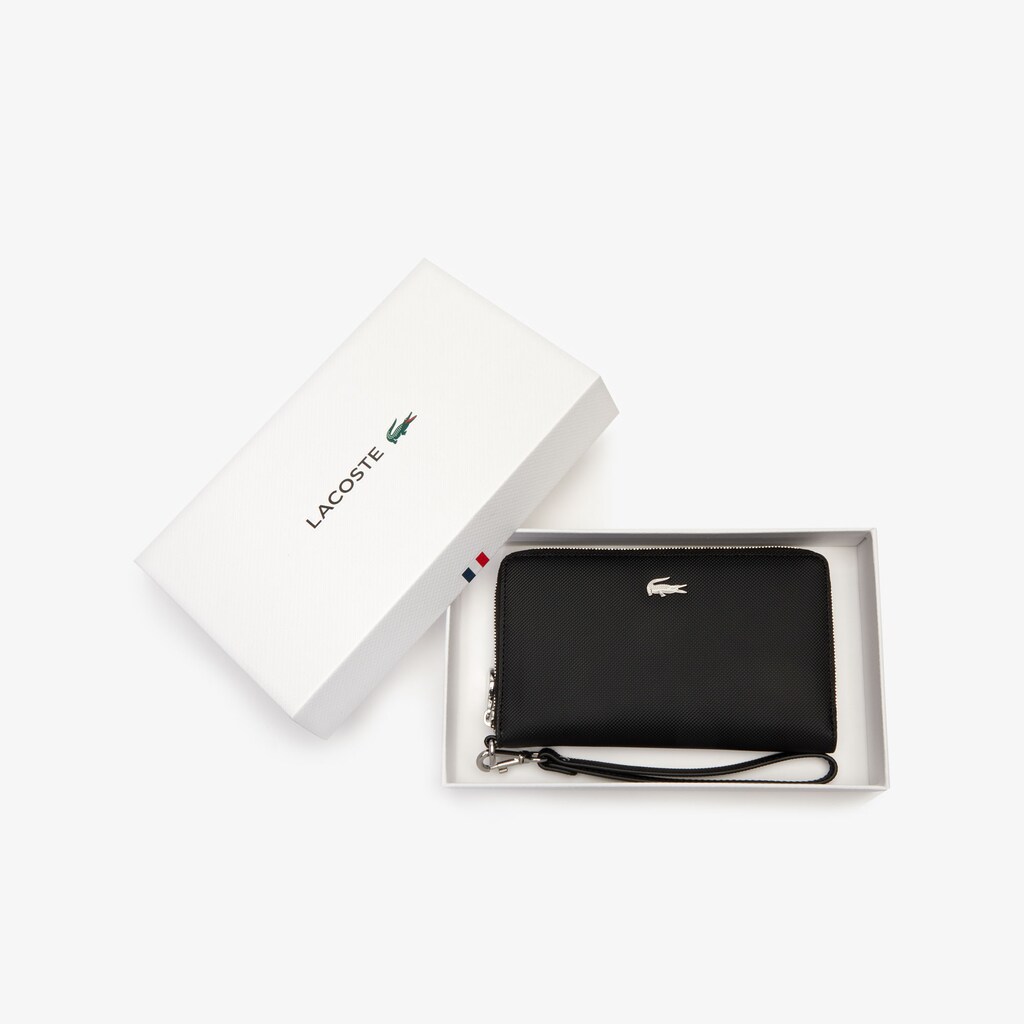 Women's Lacoste Black Wallets Daily Classic Coated Canvas Wristlet NW4-20262U3