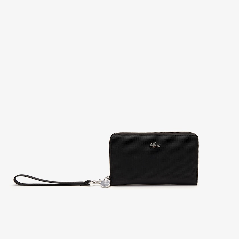 Women's Lacoste Black Wallets Daily Classic Coated Canvas Wristlet NW4-20262U3