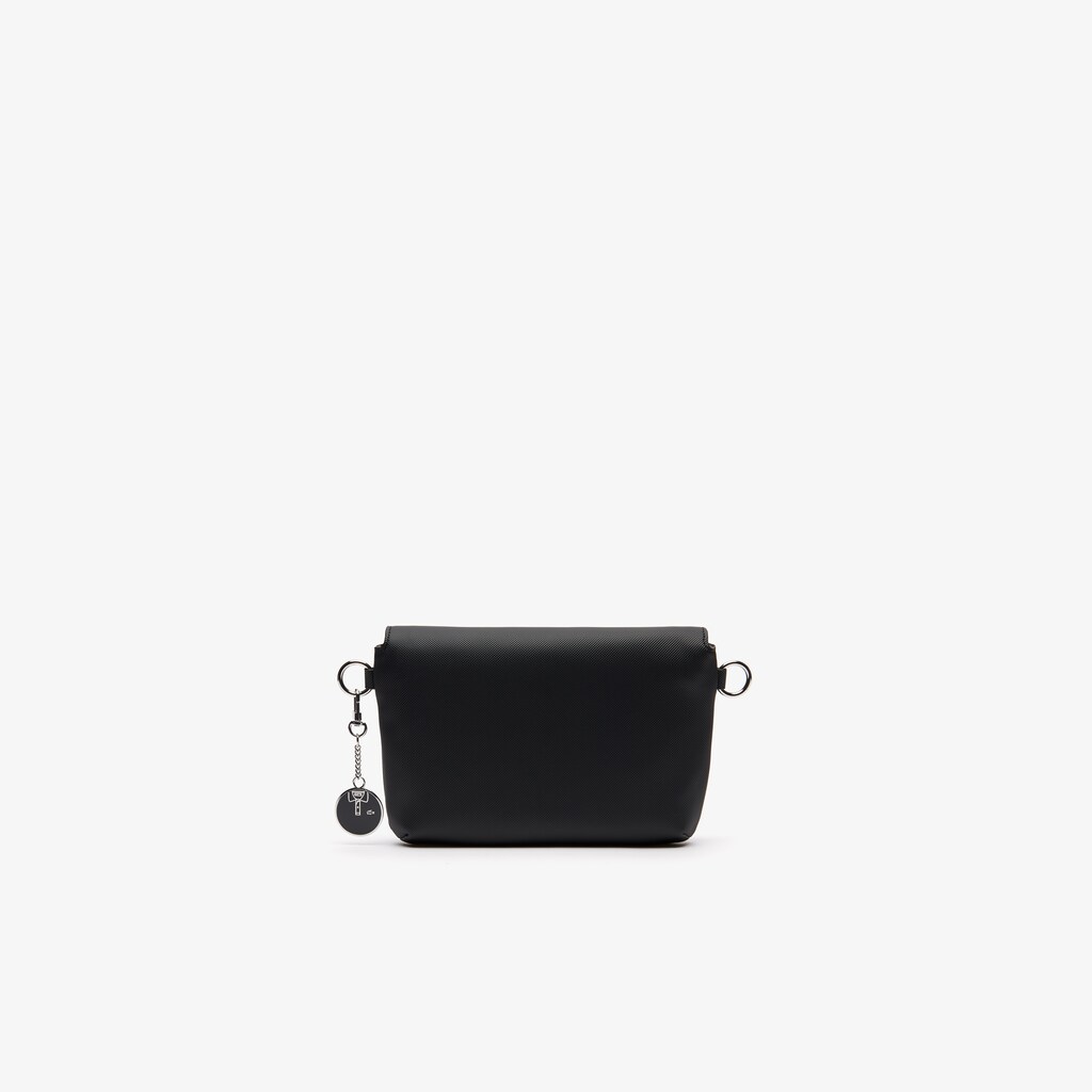Women's Lacoste Black Shoulder Bag Daily Classic Coated Piqué Canvas Flap NJ0-29972R2