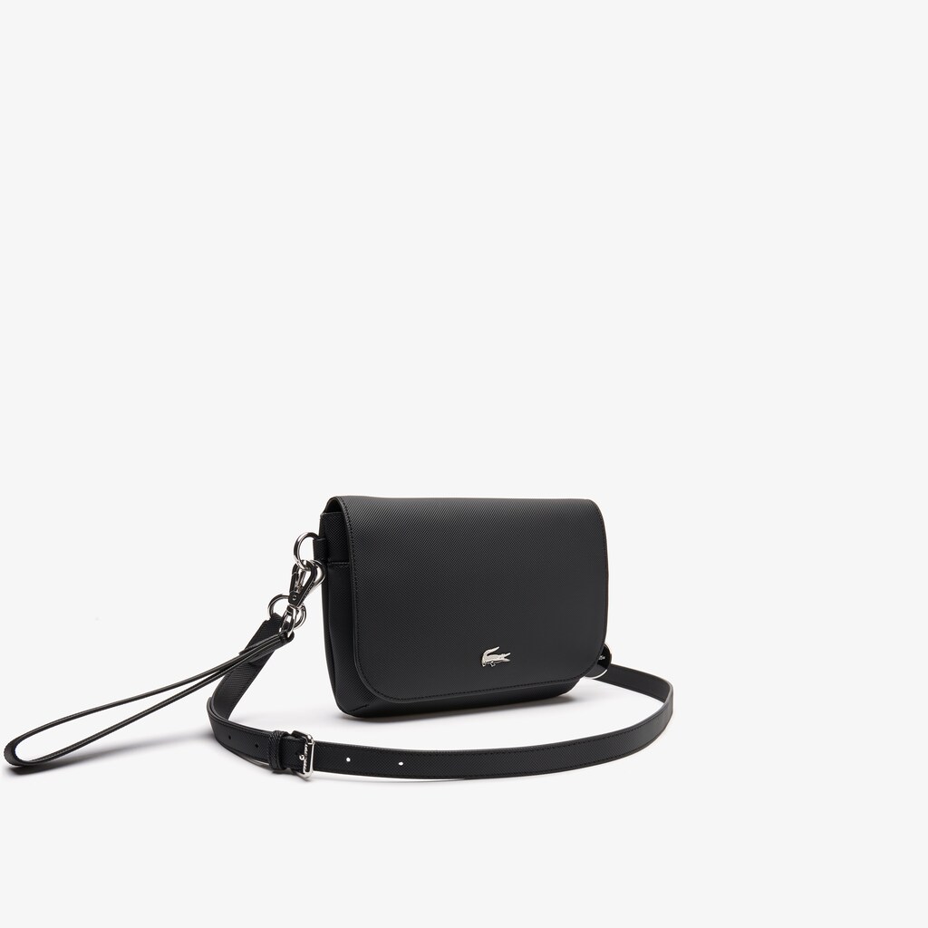 Women's Lacoste Black Shoulder Bag Daily Classic Coated Piqué Canvas Flap NJ0-29972R2
