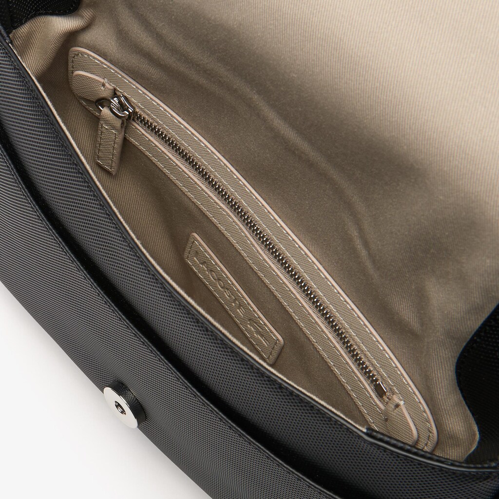 Women's Lacoste Black Shoulder Bag Daily Classic Coated Piqué Canvas Flap NJ0-29972R2