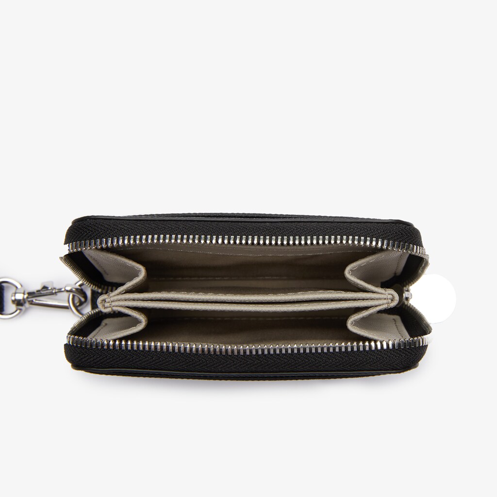 Women's Lacoste Black Wallets Daily Classic Small Coated Piqué Canvas Zip XM6-98129P7