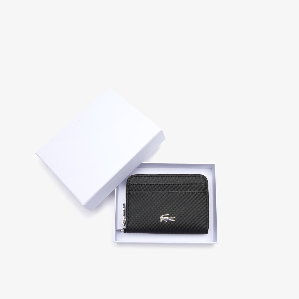 Women's Lacoste Black Wallets Daily Classic Small Coated Piqué Canvas Zip XM6-98129P7