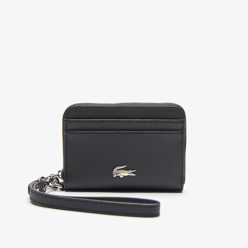 Women's Lacoste Black Wallets Daily Classic Small Coated Piqué Canvas Zip XM6-98129P7