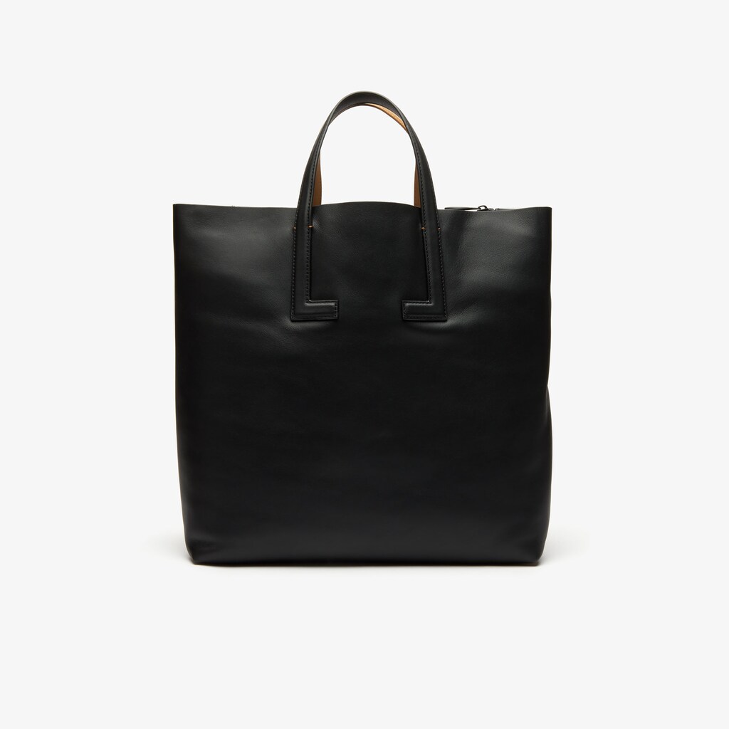 Women's Lacoste Black Tote Bags Fashion Show Two-Tone Leather Double VE9-23182B0