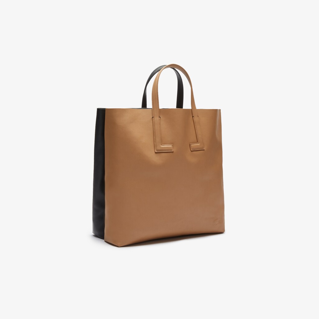Women's Lacoste Black Tote Bags Fashion Show Two-Tone Leather Double VE9-23182B0