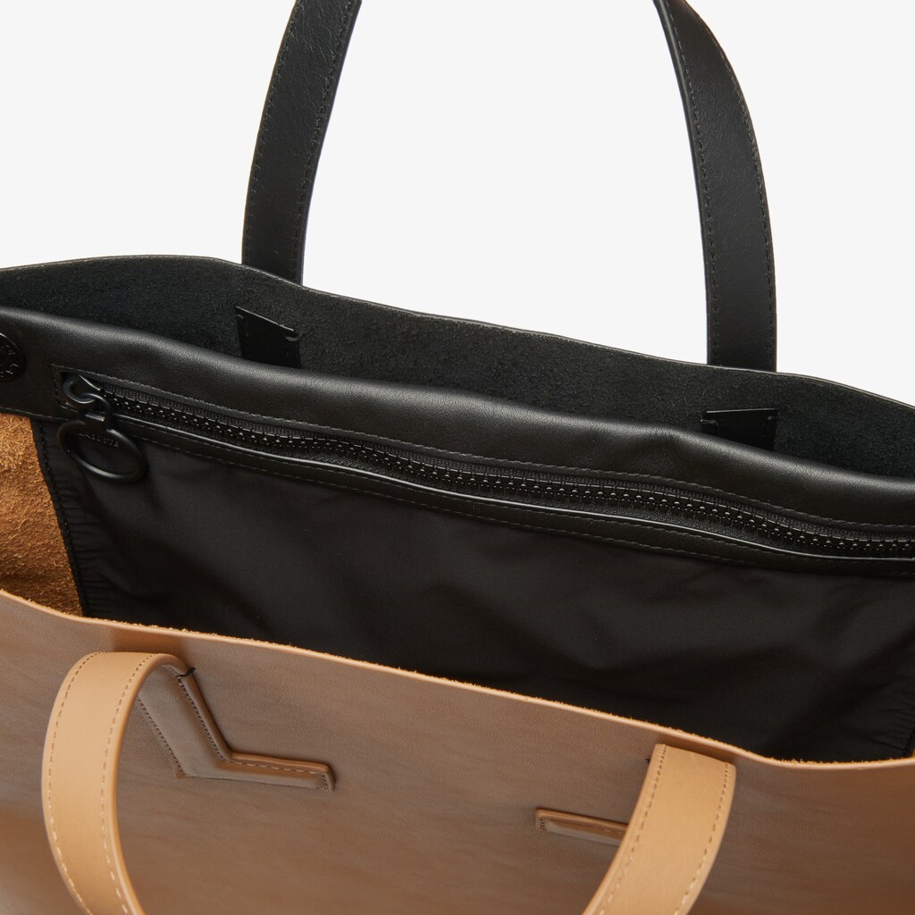 Women's Lacoste Black Tote Bags Fashion Show Two-Tone Leather Double VE9-23182B0
