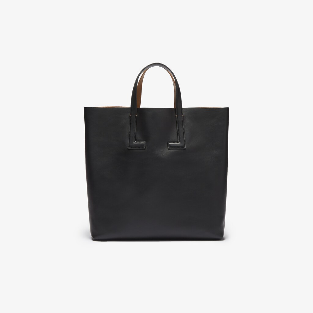 Women's Lacoste Black Tote Bags Fashion Show Two-Tone Leather Double VE9-23182B0