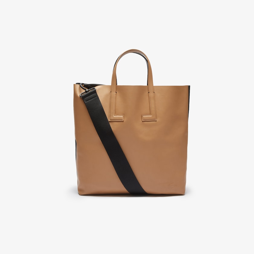 Women's Lacoste Black Tote Bags Fashion Show Two-Tone Leather Double VE9-23182B0